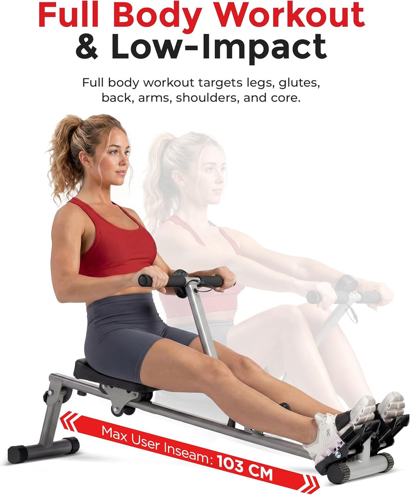 Compact Hydraulic Rower with 12-Level Resistance