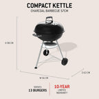 Compact Kettle Barbecue Porcelain-Enamelled Lid Bowl