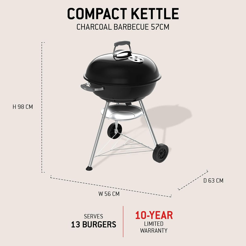 Compact Kettle Barbecue Porcelain-Enamelled Lid Bowl