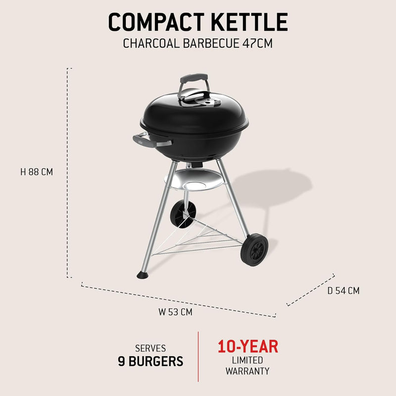 Compact Kettle Barbecue Porcelain-Enamelled Lid Bowl