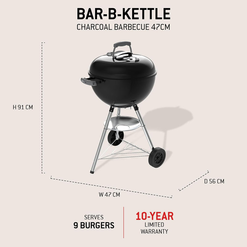 Compact Kettle Barbecue Porcelain-Enamelled Lid Bowl