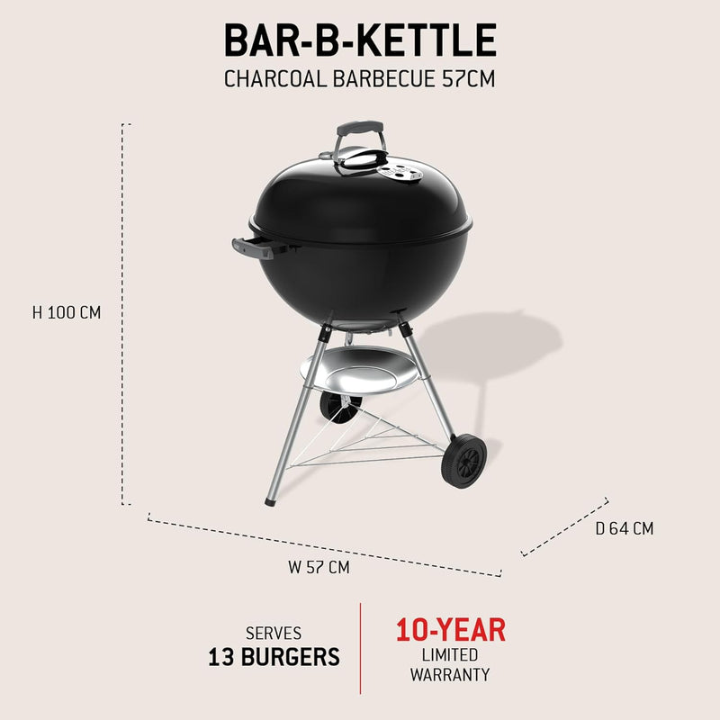Compact Kettle Barbecue Porcelain-Enamelled Lid Bowl