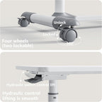 Compact Overbed Table with Wheels Marble