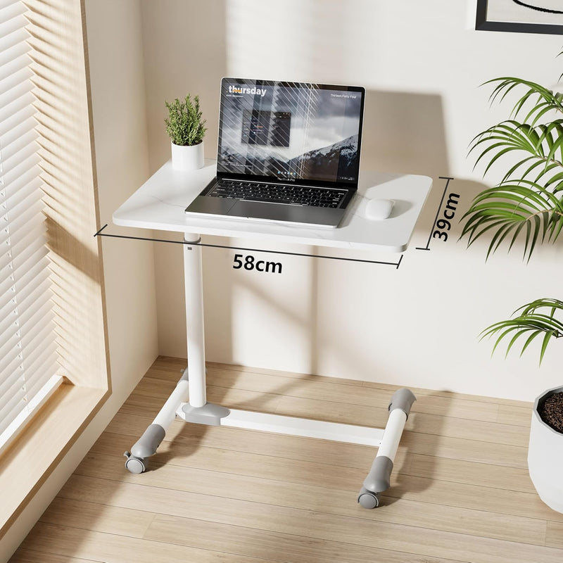 Compact Overbed Table with Wheels Marble