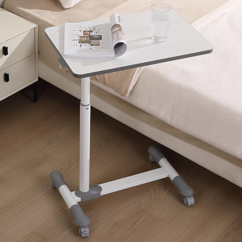 Compact Overbed Table with Wheels Marble