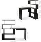 Computer Desk Corner with 4-Tier Storage Bookshelves Rotatable