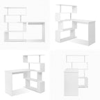 Computer Desk Corner with 4-Tier Storage Bookshelves Rotatable