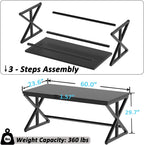 Computer Desk Home Office PC Metal Wood 152x60CM