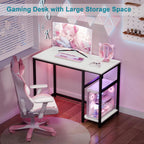 Computer Desk with 2-Tier Shelves Sturdy Home