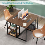 Computer Desk with 2-Tier Shelves Sturdy Home