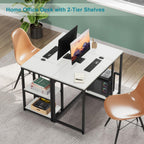 Computer Desk with 2-Tier Shelves Sturdy Home