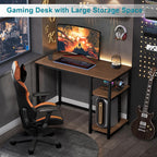 Computer Desk with 2-Tier Shelves Sturdy Home