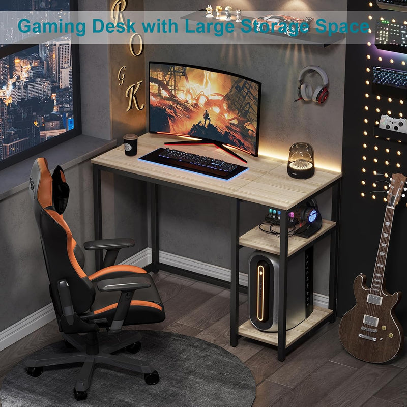 Computer Desk with Storage Table 2-Tier Shelves