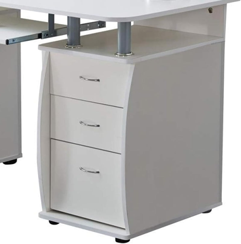 Computer Desk with 3 Drawers Cupboard Keyboard Shelf