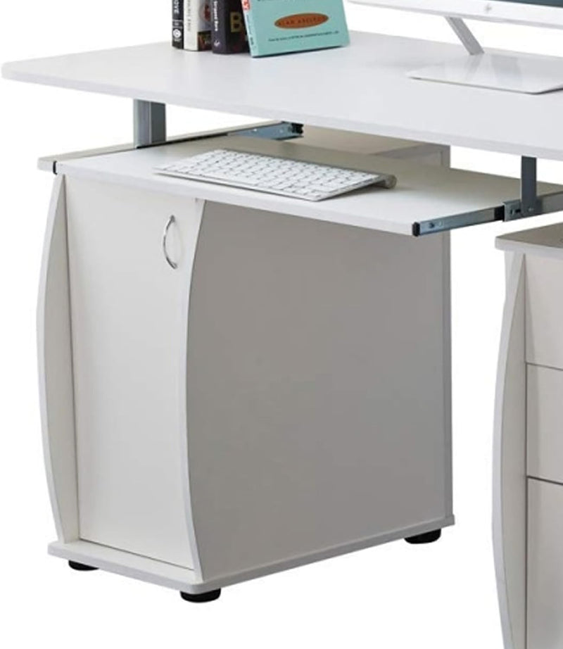Computer Desk with 3 Drawers Cupboard Keyboard Shelf