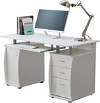 Computer Desk with 3 Drawers Cupboard Keyboard Shelf