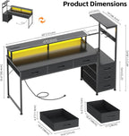 Computer Desk with 6 Fabric Drawers Reversible