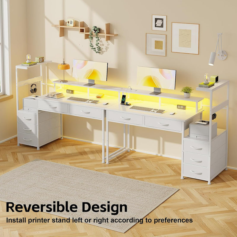 Computer Desk with 6 Fabric Drawers Reversible