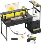 Computer Desk with 6 Fabric Drawers Reversible