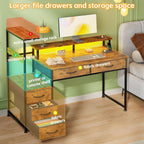 Computer Desk with 6 Fabric Drawers Reversible