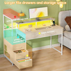 Computer Desk with 6 Fabric Drawers Reversible