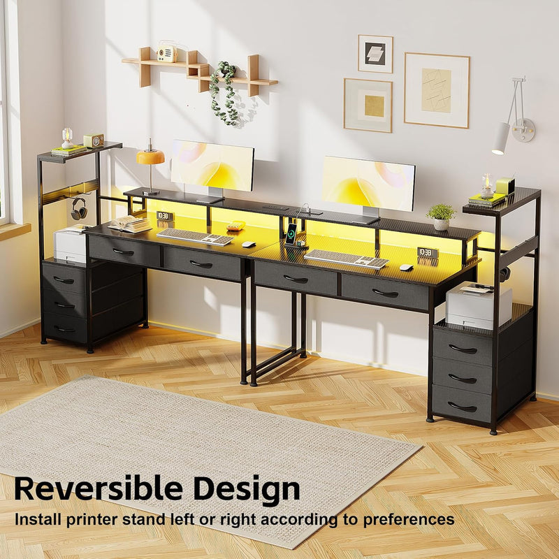 Computer Desk with 6 Fabric Drawers Reversible