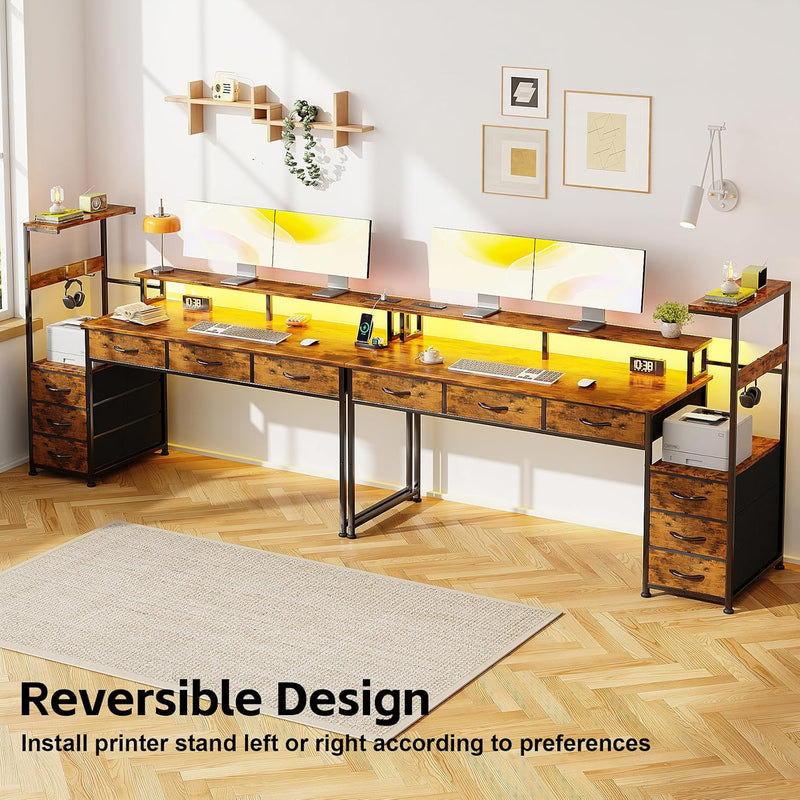 Computer Desk with 6 Fabric Drawers Reversible