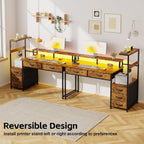 Computer Desk with 6 Fabric Drawers Reversible