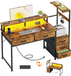Computer Desk with 6 Fabric Drawers Reversible
