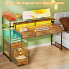 Computer Desk with 6 Fabric Drawers Reversible