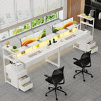 Computer Desk with 6 Fabric Drawers Reversible