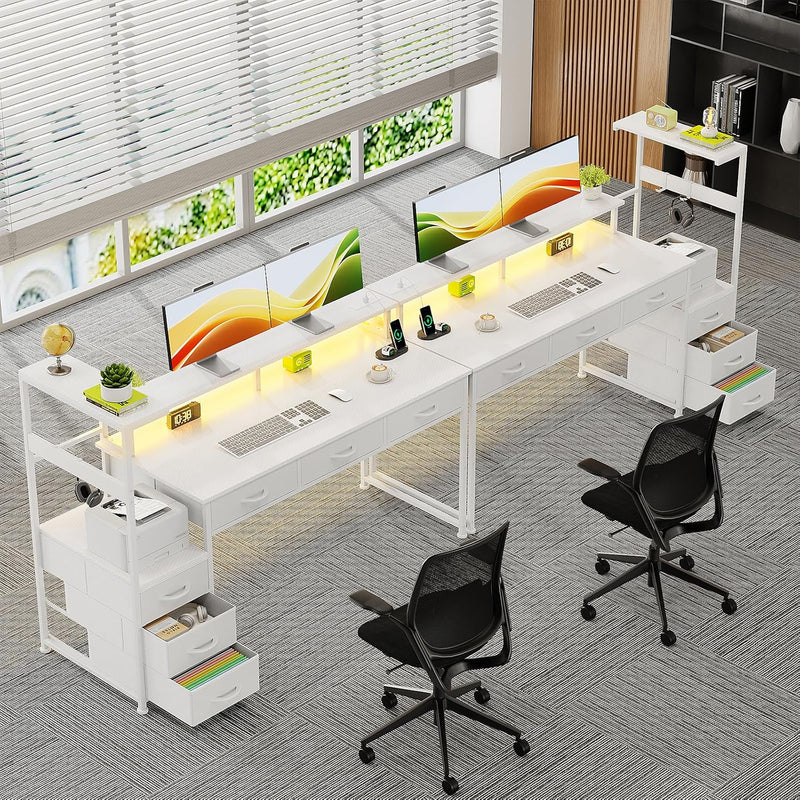 Computer Desk with 6 Fabric Drawers Reversible