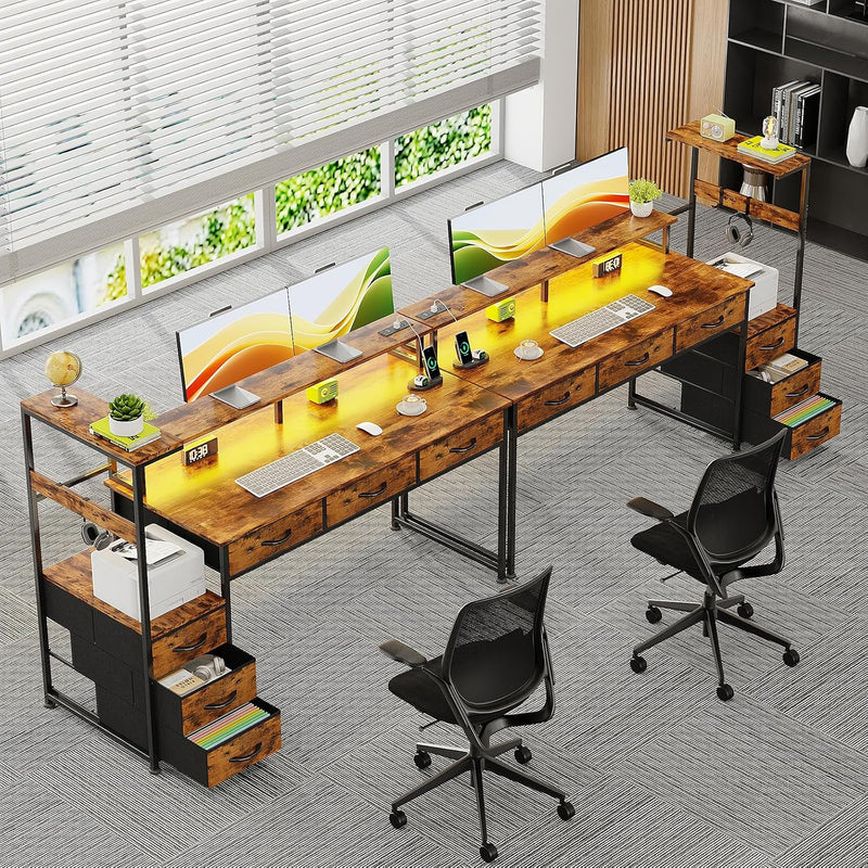 Computer Desk with 6 Fabric Drawers Reversible