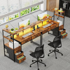 Computer Desk with 6 Fabric Drawers Reversible
