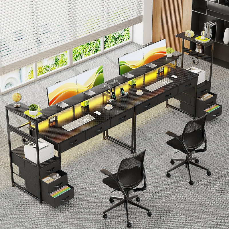 Computer Desk with 6 Fabric Drawers Reversible
