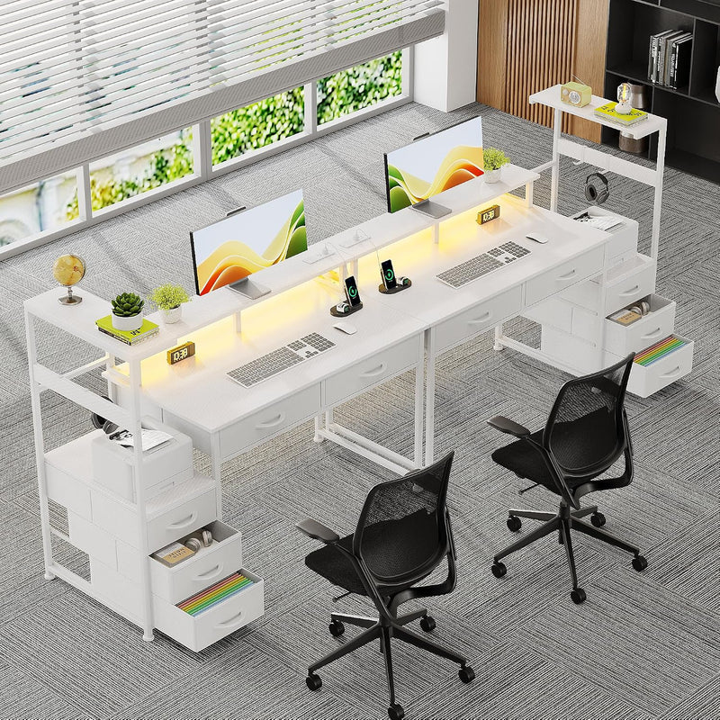 Computer Desk with 6 Fabric Drawers Reversible