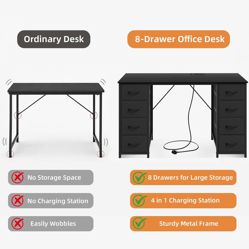 Computer Desk with 8 Fabric Drawers Home Office