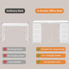 Computer Desk with 8 Fabric Drawers Home Office