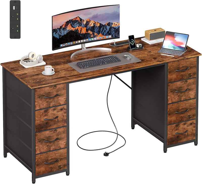 Computer Desk with 8 Fabric Drawers Home Office