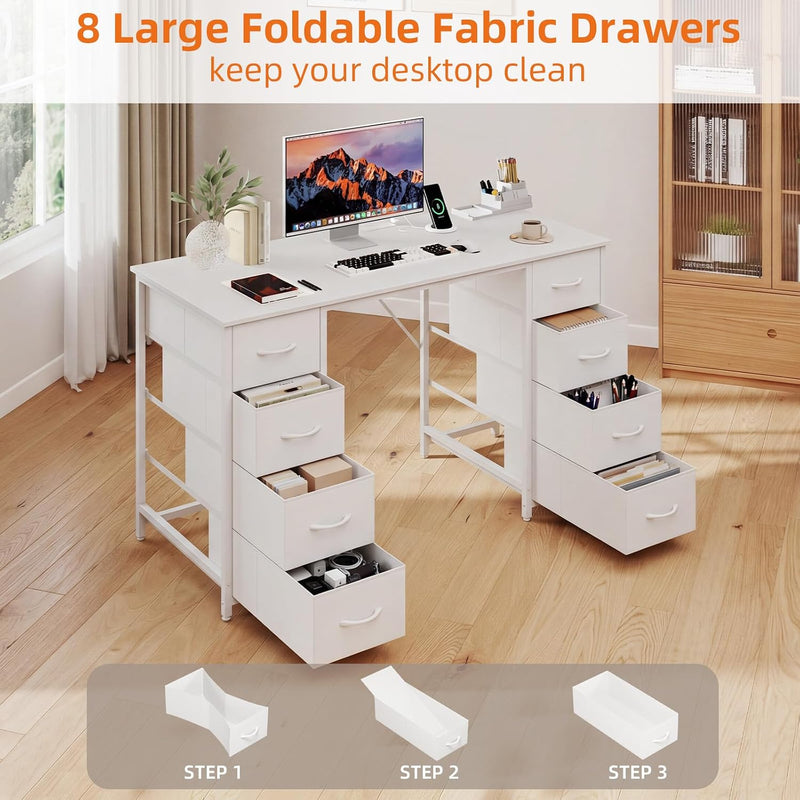 Computer Desk with 8 Fabric Drawers Home Office