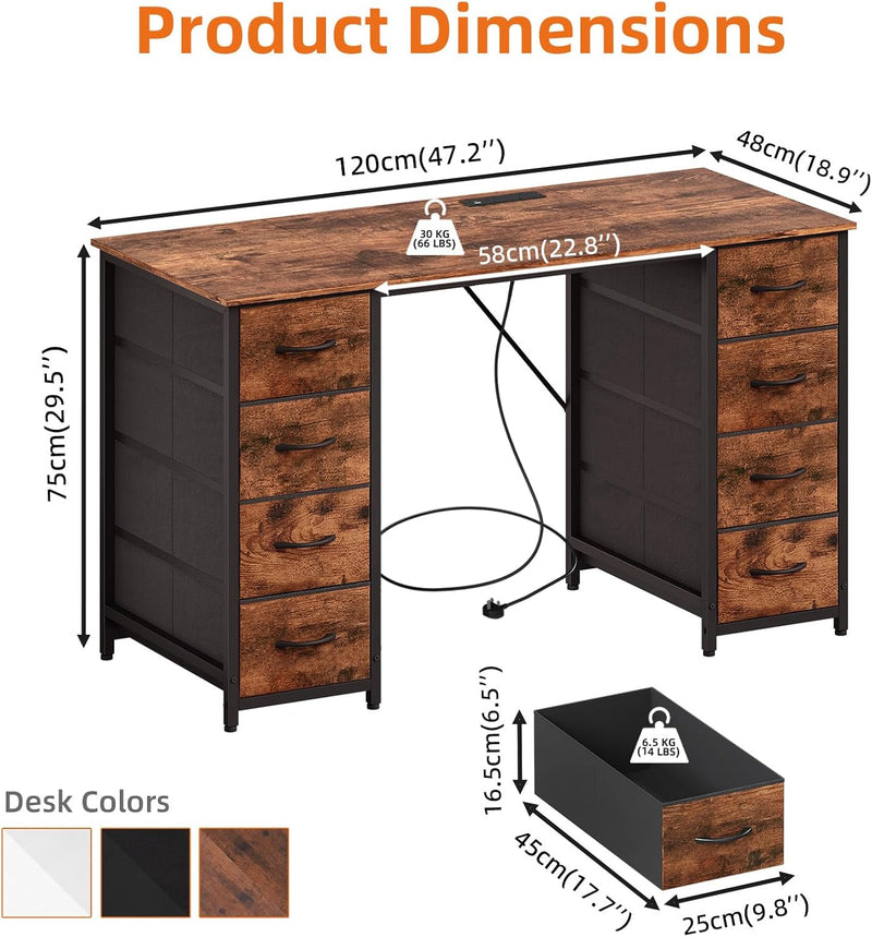 Computer Desk with 8 Fabric Drawers Home Office