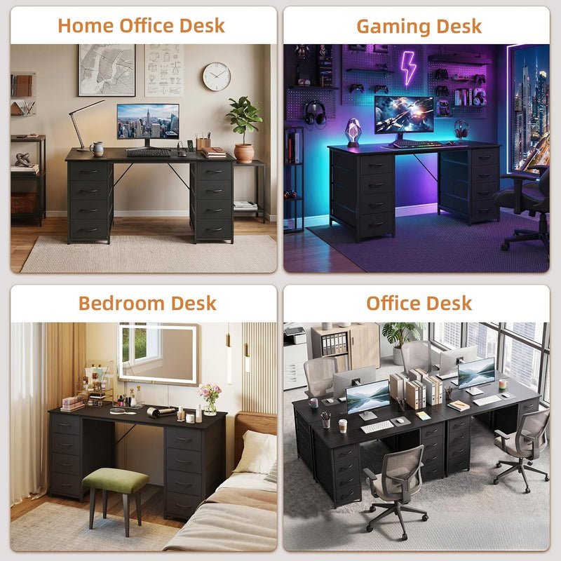 Computer Desk with 8 Fabric Drawers Home Office