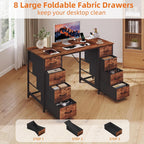Computer Desk with 8 Fabric Drawers Home Office