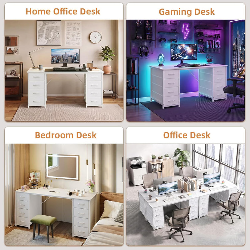 Computer Desk with 8 Fabric Drawers Home Office