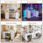 Computer Desk with 8 Fabric Drawers Home Office