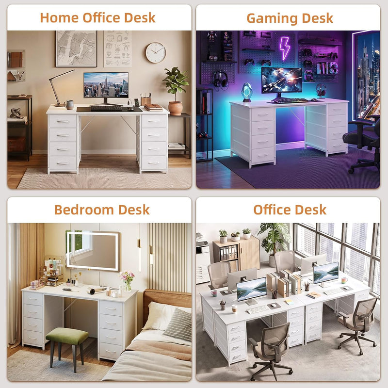 Computer Desk with 8 Fabric Drawers Home Office