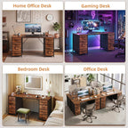 Computer Desk with 8 Fabric Drawers Home Office