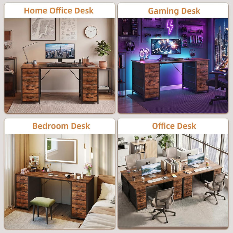 Computer Desk with 8 Fabric Drawers Home Office