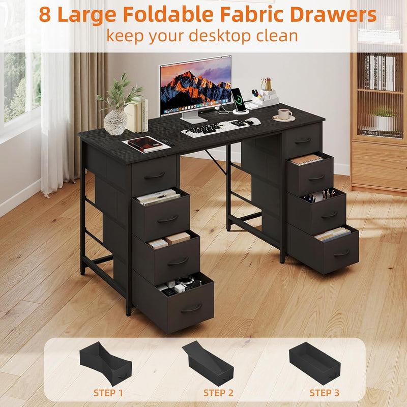 Computer Desk with 8 Fabric Drawers Home Office