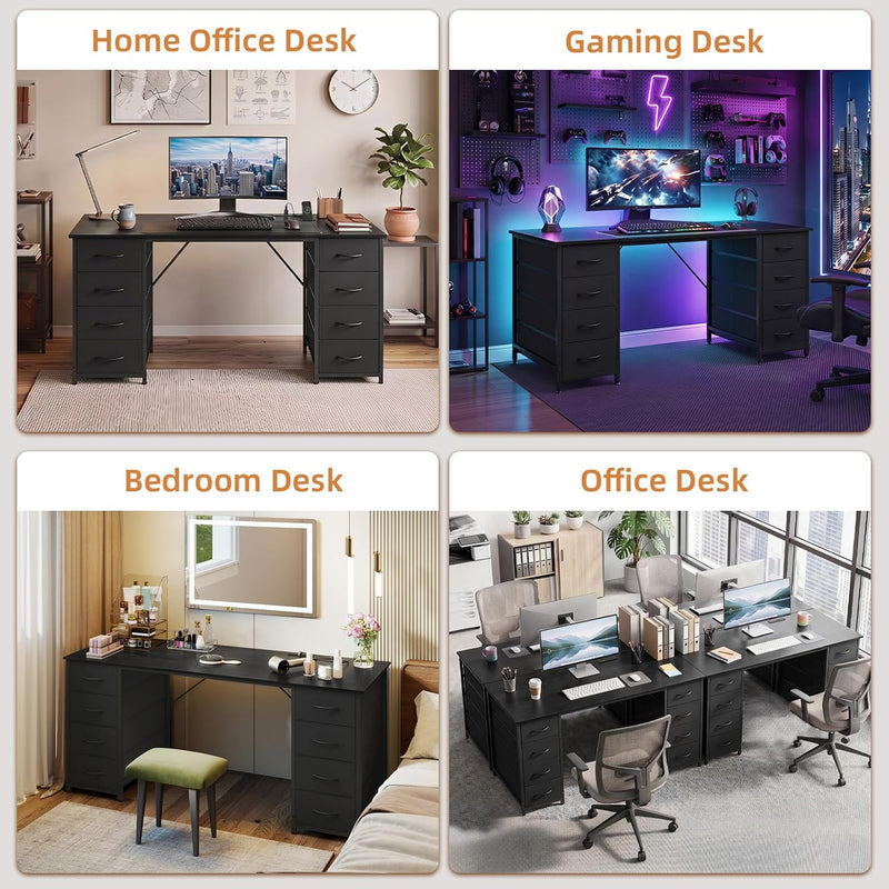 Computer Desk with 8 Fabric Drawers Home Office